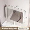 Gabinete de espejo inteligente de aluminio tipo panal curvo con estantes abiertos, almacenamiento de maquillaje para baño montado en la pared con luz y espejo antivaho