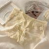 Calzones de Malla de Seda de Hielo Ultrafinos de Lujo Ligero Estilo Francés de Cintura Baja para Mujer Ropa Interior de Encaje con Costuras de Satén y Lazo para Mujer