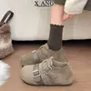 Zapatos Birkenstock para Mujer Versión de Lana de Cuero Genuino Suela Gruesa Cobertura Total Otoño/Invierno 2026 Nuevas Llegadas Zapatos de Algodón Cálido con Felpa Zapatos Mary Jane