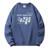 Primavera e Outono novo suéter de gola redonda masculino casaco de manga comprida solto em jovens casal T-shirt primavera e outono