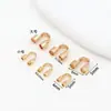 Hebilla de Cordón Clip-On Chapada en Oro Real de 18 Quilates, Hebilla Protectora para Extremo de Cordón, Accesorios de Cable de Acero con Cuentas, Hebilla de Herradura en Forma de U