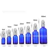 Botella de Vidrio para Aceite Esencial de 10 ml, Botella Azul a Prueba de Luz para Aceite Esencial, Botella de Aceite Esencial con Gotero de Cesta de Flores Plateada, Botella Vacía, Gama Alta