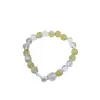 Pulseira Trançada de Cristal Branco e Ametista, Pulseira com Design de Laço Pixiu de Cristal, Estilo Menina com Cristal para Sucesso Acadêmico