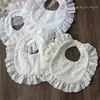 Babero de Encaje Grueso Coreano con Bolsillo para Bebé Niña Impermeable Bonito Bordado en Forma de U de Princesa Toalla para Saliva