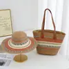 A fábrica de bolsas do Condado de Daming tem estoque disponível para envio imediato: bolsa de ombro de palha e conjunto de chapéu de sol em estilo étnico, transfronteiriço sem preocupações