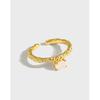 Anillo de plata esterlina S925 coreana 410 con nicho, diseño elegante, textura abierta, anillo de plata combinable para mujer