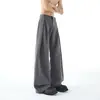 Pantalones de hombre deconstruidos estilo americano con un look limpio de alta gama, holgados y con caída, pantalones largos casuales de pierna recta ancha
