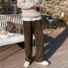 MYQ calças casuais drapeadas retrô masculinas para outono e inverno, calças compridas grossas, estilo coreano, soltas, retas, estilo mop
