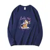 Nova Camiseta de Manga Longa Estampada com Cachorro Desenho Animado Doce de Nicho Primavera e Outono Roupa de Fora Casual Estilo Preguiçoso Top de Manga Longa