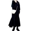 Suministro Transfronterizo Otoño 2024 Nuevo Estilo Japonés Moda Holgado Adelgazante con Capucha Manga Corta Vestido Largo Cola de Pez