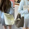 Bolsa Grande de Color Sólido con Estampado de Letras para Viaje, Ligera, Gran Capacidad, Bolso Tote de Doble Capa de Alta Calidad, Bolso Cruzado Simple y Versátil