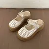 Medias pantuflas Mary Jane tejidas de suela gruesa para aumentar la altura para mujer para usar con faldas, sandalias de nuevo estilo para el verano 2026