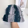 Sombrero Hecho a Mano ~ Sombrero de Lana Trenzado Multihilo Resistente de Colores Mixtos Sombrero Dopamina Colorido de Invierno Cálido para Mujer Sombrero de Punto Moderno