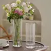 Decoración de jarrón para sala de estar, jarrón hidropónico alto y recto de vidrio transparente para cultivar bambú de la suerte y flores frescas, recipiente de exhibición de flores de alta gama