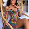 Roupa Íntima Sexy de Malha Europeia e Americana Arco-Íris Sexy Reveladora Puro Desejo Transparente Sem Tirar Justo Macacão de Malha Fornecedor Fabricante