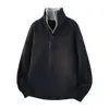 Suéter Vermelho Falso Duas Peças Meio Botão Gola Alta Outono Novo Estilo Oversize Solto Bloco de Cores Patchwork Tricô