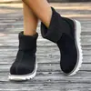 Botas de algodón de gran tamaño para comercio exterior transfronterizo, novedad de invierno 2026, estilo europeo y americano, caña corta, suela gruesa baja, punta redonda, puño de lana para mujer