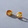 Pendientes de Aro de Metal de Alta Gama Europeos y Americanos Chapados en Cobre con Circonita Incrustada de Oro Real de 18 Quilates, Clips para Orejas Simples y Elegantes, Pendientes de Lujo Ligero