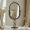 Luxo leve, espelho de maquiagem de mesa moderno, espelho de penteadeira de pernas altas, espelho redondo de alta definição, espelho de beleza, espelho pequeno para quartos de dormitório