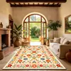 Tapete de Chão de Veludo Floral Vintage para Sala de Estar e Quarto de Casa, Tapete Decorativo Resistente ao Desgaste, Capacho Antiderrapante Absorvente de Água, Tapete Resistente à Sujeira