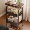 Estantería con Carrito Móvil, de Pie, para Sala de Estar, al Lado del Sofá, Mesa Auxiliar, Estante para Snacks, Estante de Almacenamiento Multifuncional