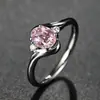Desejo transfronteiriço Incrustado Sangue de pombo de esmeralda Natural Red Turmaline Gem Open Ring com anel de diamante