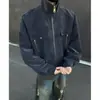 Chaqueta retro americana de cuero PU tie-dye para hombre, estilo otoño, ropa de trabajo fresca y elegante, chaqueta tipo béisbol con cuello alto