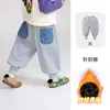 Calças de moletom forradas para meninos, calças de moletom grossas para outono e inverno, calças para esportes ao ar livre, roupas infantis, calças da moda para meninos e meninas