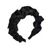Diadema de Ala Ancha Plisada Geométrica Oval Fresca y Dulce Estilo Coreano Primavera Accesorios para el Cabello Femeninos Negros Simples