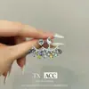 Jardín de Neón ~ Pendientes de Abanico Brillantes de Circonita Multicolor Pendientes Pequeños Múltiples de Pamine Novedad Primavera y Verano Pendientes de Doble Uso