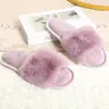 Chinelos de casa cruzados imitação de pelo de coelho pequeno com strass chinelos de pelúcia chinelos quentes para casa senhoras fabricantes atacado