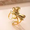 Anillo Popular Transfronterizo para Mujer, Anillo de Acero Inoxidable con Baño de Oro de 18 Quilates Moderno y de Alta Gama, Anillo de Acero de Titanio con Lazo Prensado en Aceite