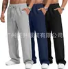 Moda Callejera de Verano para Hombre Color Sólido Cordón Pantalones Rectos Jogger Pantalones de Chándal Versátil de Moda En Stock