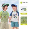 [Pacote com 2] Camisetas Infantis de Manga Curta Dudu para o Verão, Camisetas para Meninos, Tops de Verão para Meninas, Roupas Infantis Leves e Modernas