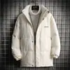 Jaqueta de Algodão Forrada com Lã de Cordeiro Tendência Outono e Inverno Estilo Casal Masculino Moda Casual à Prova de Vento Gola Alta Cor Sólida Roupa Exterior Masculina Plus