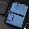 Caixa de Presente Suéter Masculino de Caxemira Gola Meia-Alta Lã Grossa Quente Malha Casual Camada Base Suéter de Caxemira de Cabra Inverno