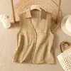 Estilo Old Money Top Retrô de Gola V Sem Mangas Verão 2026 Elegante e Sofisticado Versátil Colete Top