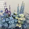 Nuevo estilo de arreglo floral de piso grande para bodas, producto terminado de flor de seda artificial, fila de flores decorativa, decoración de pasillo de escenario T, arte floral de boda