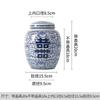 Vaso de Porcelana Azul e Branco de Jingdezhen Novo Vaso Antigo Chinês Porcelana Feita à Mão Pote Armazenador com Palavra Feliz Ornamentos de Estante Antiga para Sala de Estar