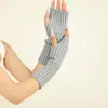 Guantes de Invierno Largos de Moda Versátiles para Mujer de Punto sin Dedos y Medio Dedo Calentadores de Brazo de Punto Cálidos Transfronterizos