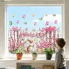 Variedad de Pegatinas Florales para Ventana Estilo Cuento de Hadas de Primavera con Animales Lindos, Pegatinas Electrostáticas para Ventana y Puerta de Vidrio