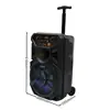Altavoz con asa extensible de 8 pulgadas para exteriores, luz LED, BT-2079, audio Bluetooth inalámbrico con asa extensible, alta potencia