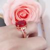 Tiktok en línea Red transmisión en vivo Estilo palaciego celosía en forma de diamante diamante rojo rubí anillo de diamantes estilo Concubina Imperial anillo de diamantes rojo en forma de huevo