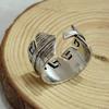 Comercio Electrónico Transfronterizo Anillo Personalizado Hecho a Mano Textura Simple Plata Tailandesa Estilo Indio Pluma para Hombres y Mujeres Parejas Venta al por Mayor