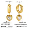 Aretes Originales de Acero de Titanio Jieding, Lujosos y Sofisticados, Clips para Orejas con Colgante de Zircón en Forma de Corazón y Gota de Agua, Aretes de Acero Inoxidable para Ventas Transfronterizas