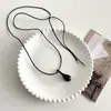 Ins Coreano Simples Corda de Couro Pingente de Gota Colar Longo Novo Estilo Cool Corrente de Suéter Moda Joia Versátil Casual