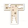 Enfeites Decorativos de Madeira de Natal Transfronteiriços com 26 Letras e Design de Padrão Floral para Artesanato e Decoração Caseira