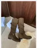 Aumento de Altura 2026 Botas Vaqueras Planas de Tira Cruzada de Moda Punta Redonda Caña Media Botas de Caballero Botas Largas Botas Holgadas para Mujer