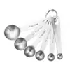 Cuchara medidora de acero inoxidable con mango largo de 15 ml, cuchara para café, cuchara para leche en polvo, juego de 6 piezas con báscula, cuchara medidora para hornear, cuchara medidora para condimentos