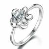 Versión coreana del anillo de ciruela completa más vendido para mujer, circonita plateada, anillo para pareja/novias, regalo de cumpleaños, una generación de cabello